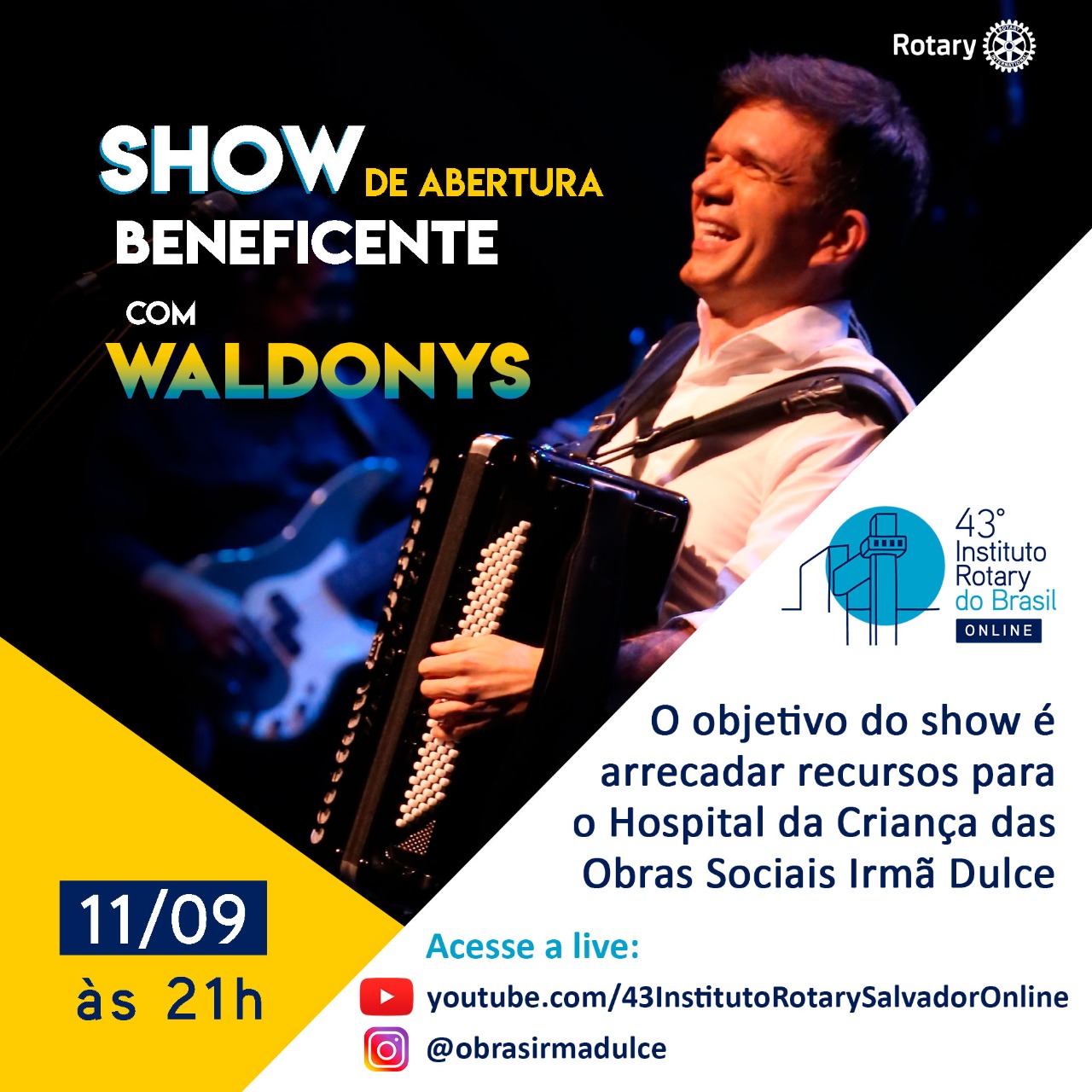 Waldonys e Rotary Club promovem live em benefício das Obras Sociais Irmã Dulce