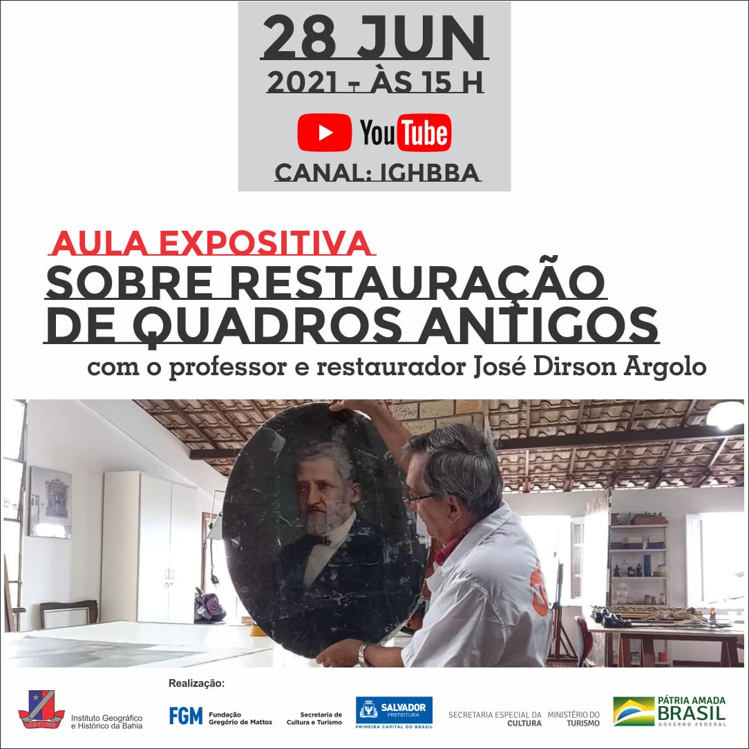 Aula expositiva apresenta processo de restauração de 15 telas do acervo do Instituto Geográfico e Histórico da Bahia