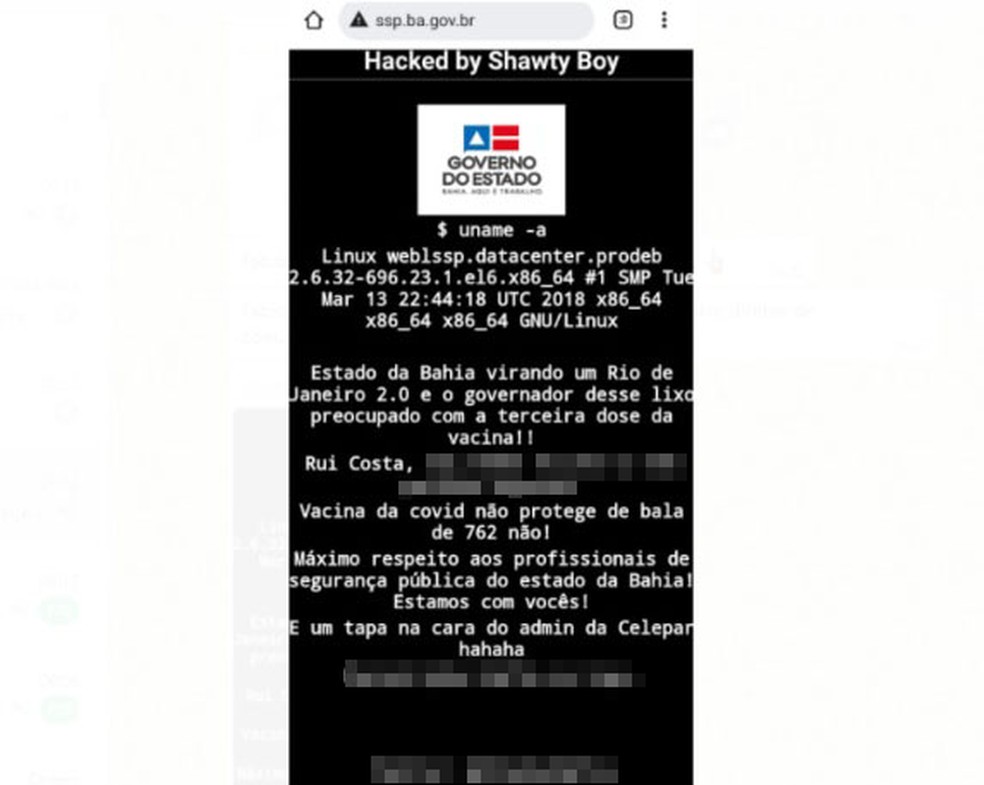 Site da Secretaria de Segurança Pública da Bahia é hackeado