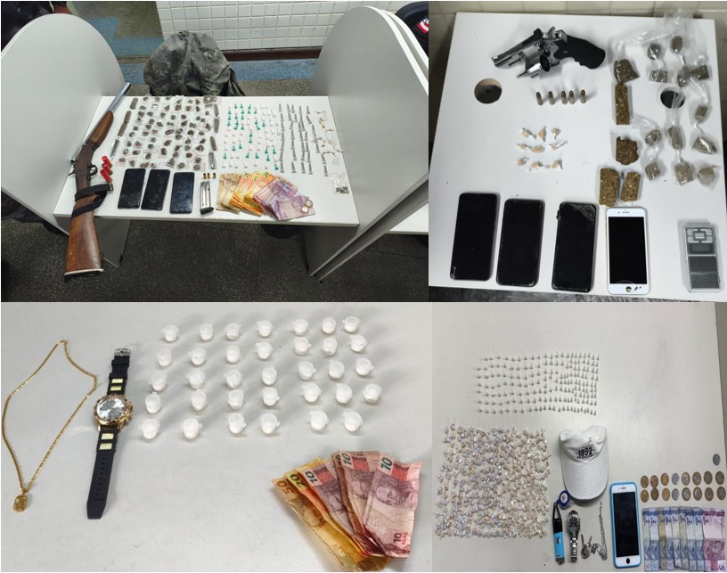 Em 48 horas, ações da PM resultam em prisões, apreensão de armas e farta quantidade de drogas em Salvador e na RMS