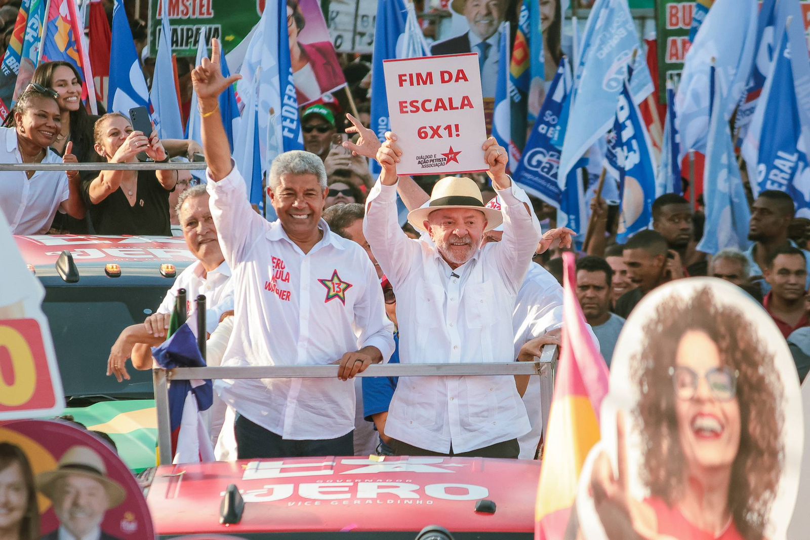 Lula e Jerônimo abrem caminhada em Salvador pedindo fim da escala 6×1