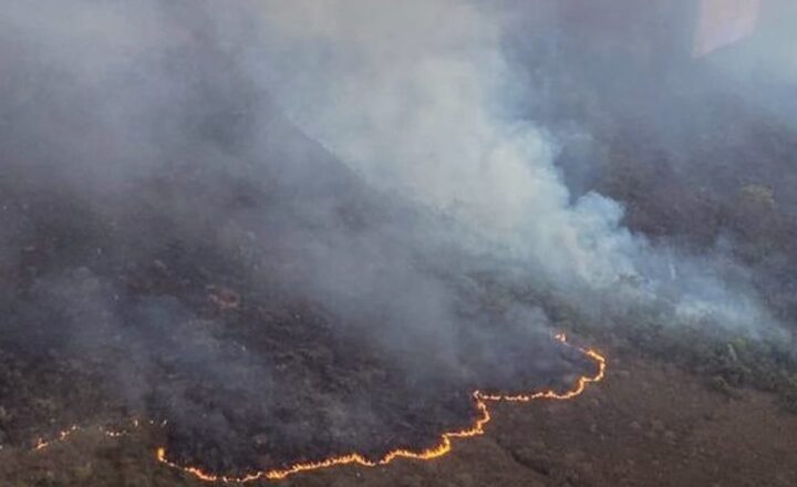 Incêndio atinge serra na divisa entre Jacobina e Caém e mobiliza atenção dos Bombeiros