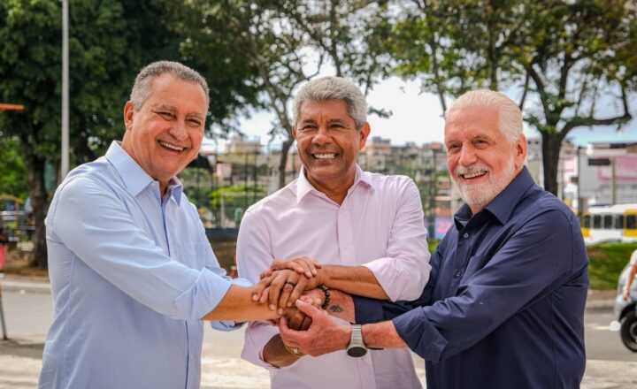 Rui Costa e Jaques Wagner destacam obras do Estado em Salvador durante programa eleitoral