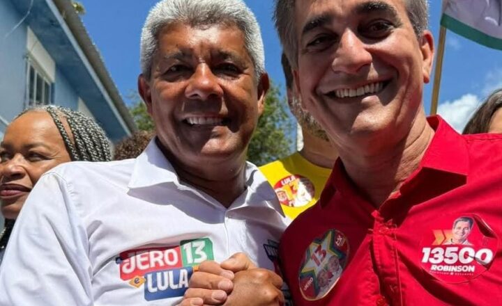 Reeleito, Robinson celebra reeleição de Jerônimo e conclama Bahia para reeleger Lula: “temos que dar mais de 6 milhões de votos”